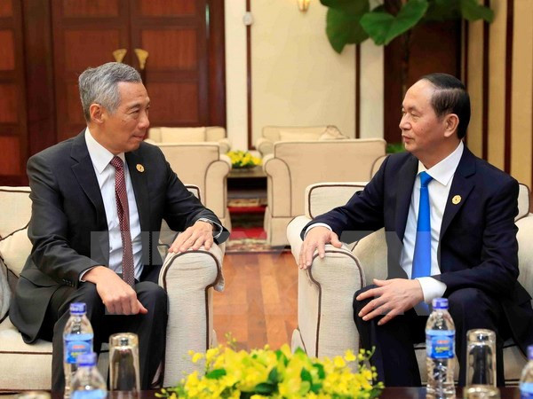 Chủ tịch nước Trần Đại Quang gặp Tổng thống Putin và Thủ tướng Lý Hiển Long