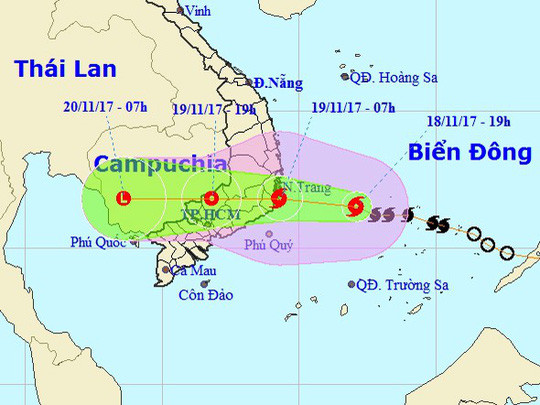 Ngày 19/11 bão số 14 giật cấp 12 đổ bộ Khánh Hòa - Bình Thuận