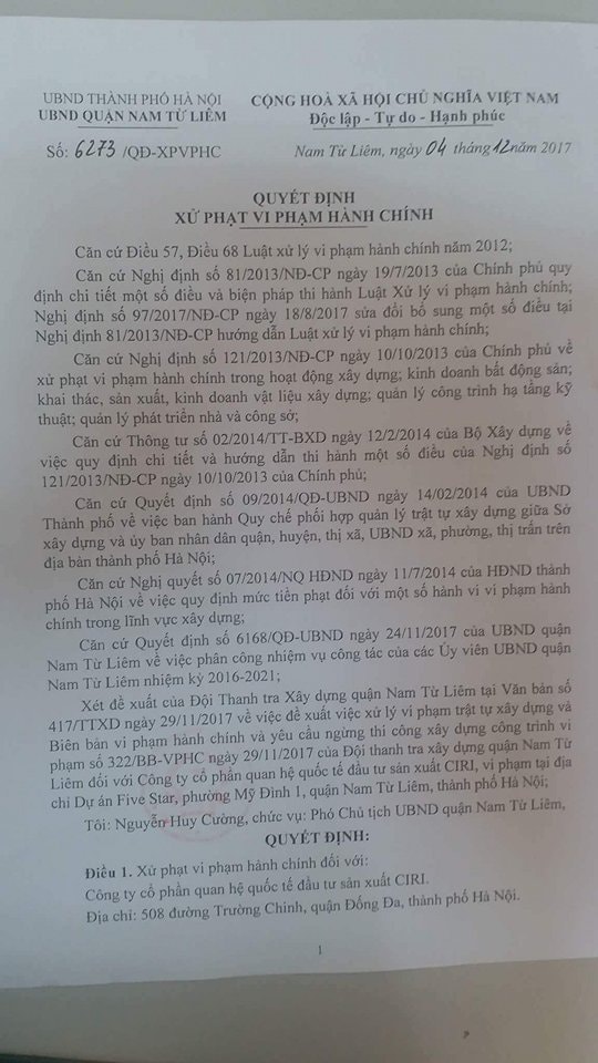 Quận Nam Từ Liêm (Hà Nội): Dự án Five Star Mỹ Đình bị tố có nhiều sai phạm?