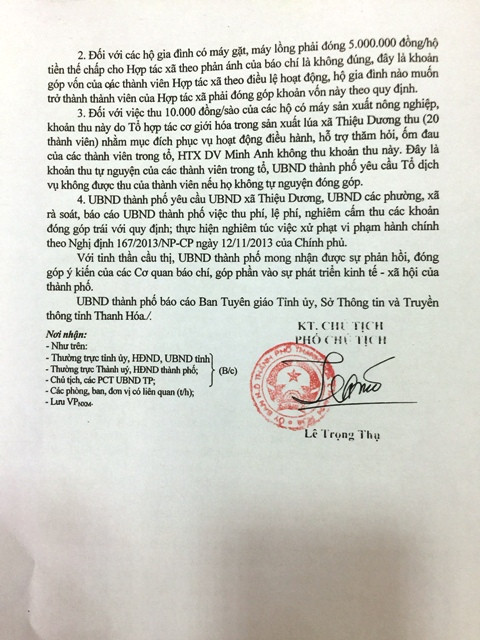 Cần làm rõ trách nhiệm của Chủ tịch UBND xã Thiệu Dương?