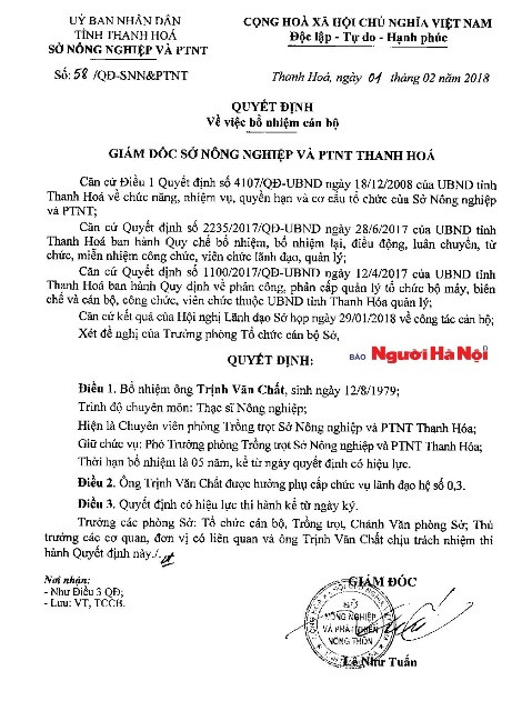“Hoàng hôn nhiệm kỳ” của Giám đốc Sở NN&PTNT tỉnh Thanh Hóa