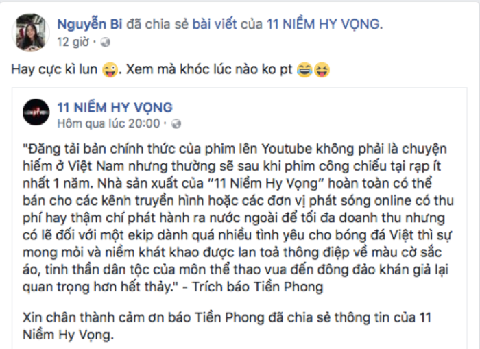 Cộng đồng mạng hừng hực khí thế bóng đá với  “11 niềm hy vọng”