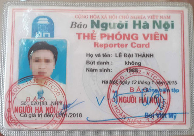 Đề nghị xử lý nghiêm đối tượng Lê Đại Thành giả danh phóng viên báo Người Hà Nội