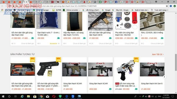 “Súng” được rao bán công khai trên sàn thương mại điện tử Shopee.vn