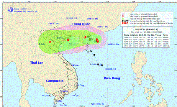 Bão đang di chuyển về phía Bắc, giật cấp 10