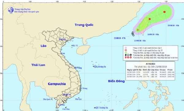 Xuất hiện áp thấp nhiệt đới trên biển Đông, cách đảo Đài Loan 30km