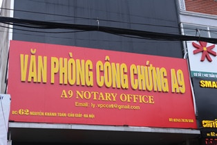62 Nguyễn Khánh Toàn, Cầu Giấy, Hà Nội: Văn phòng công chứng A9