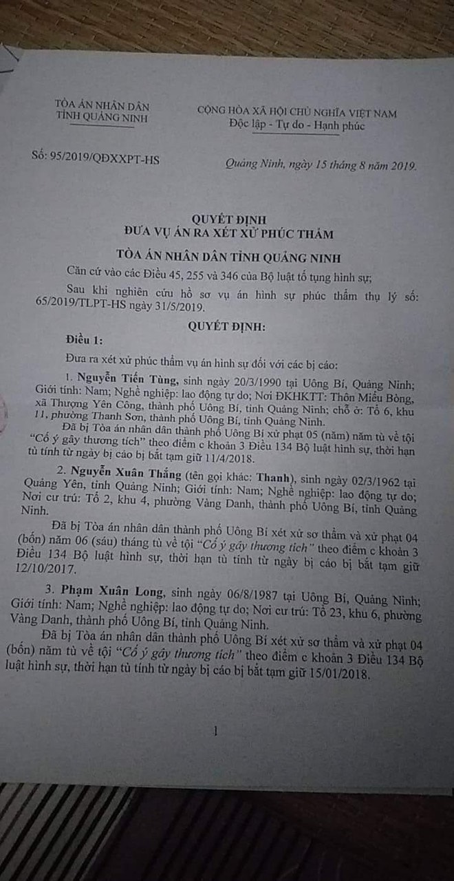 Kỳ án cố ý gây thương tích ở Quảng Ninh: Số lượng “khủng” thẩm phán trong phiên tòa phúc thẩm