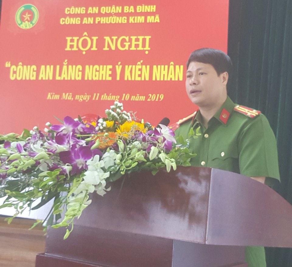 Ba Đình, Hà Nội: Công an phường Kim Mã  thực hiện báo cáo kết quả về công tác đảm bảo an ninh trật tự (ANTT), năm 2019 - Tổ chức Hội nghị “Công an phường lắng nghe ý kiến nhân dân”