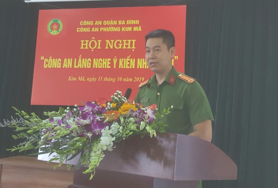 Ba Đình, Hà Nội: Công an phường Kim Mã  thực hiện báo cáo kết quả về công tác đảm bảo an ninh trật tự (ANTT), năm 2019 - Tổ chức Hội nghị “Công an phường lắng nghe ý kiến nhân dân”