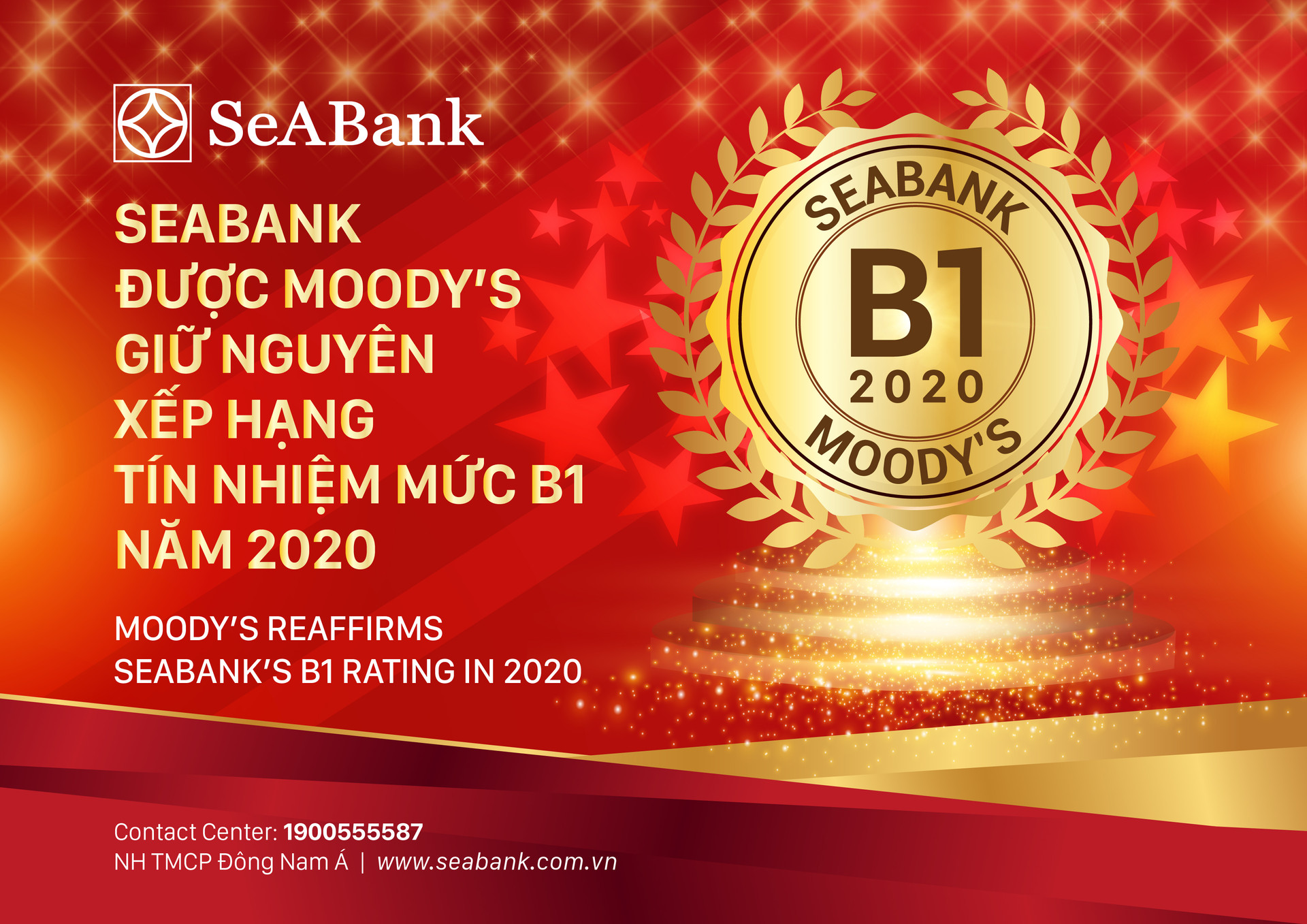 Seabank được Moody's giữ nguyên xếp hạng tín nhiệm B1