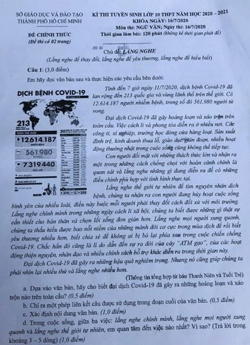 Thành phố Hồ Chí Minh: Đề ngữ văn thi lớp 10 vừa tầm, nhẹ nhàng