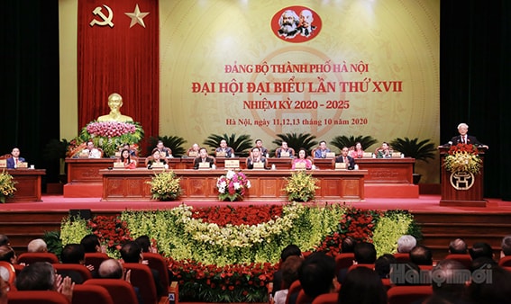 Đại hội đại biểu lần thứ XVII  Đảng bộ Thành phố Hà Nội: Xây dựng Thủ đô Hà Nội ngày càng giàu đẹp, văn minh, hiện đại