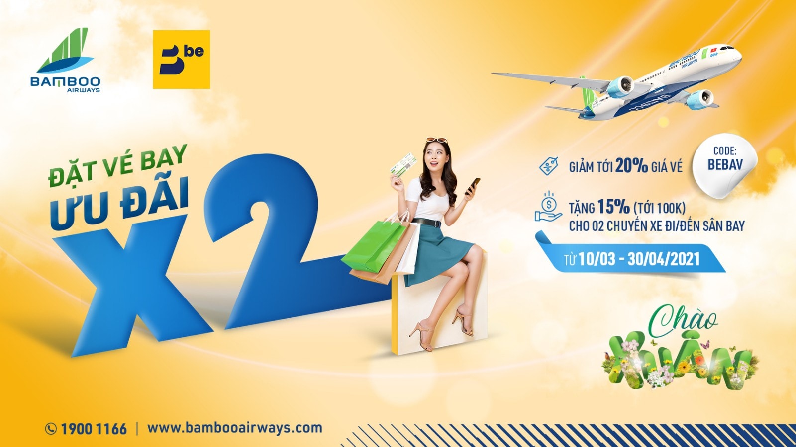 Đặt một được hai, nhân đôi ưu đãi cùng Bamboo Airways và BE