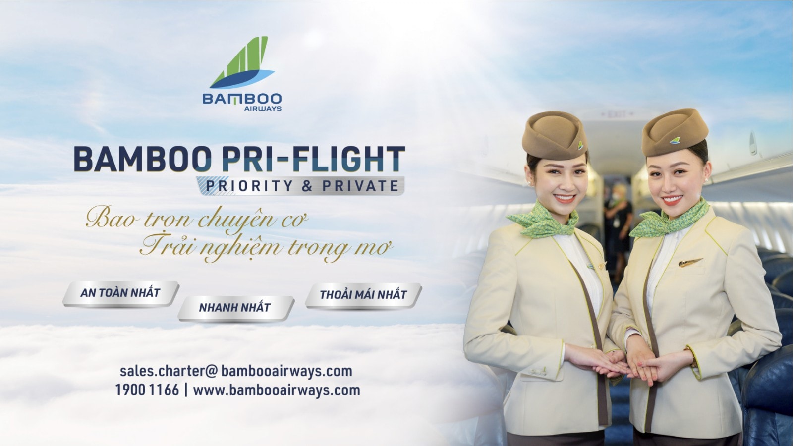 Thuê trọn chuyên cơ cho hành trình của riêng mình: Bay an toàn cùng Bamboo Airways