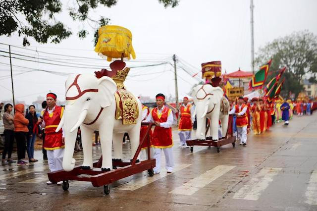 Lễ hội đền Hai Bà Trưng Mê Linh tổ chức năm 2018. Ảnh: Phạm Hùng.