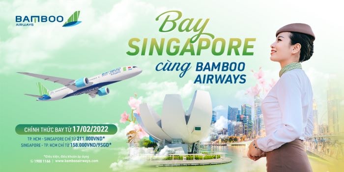 Bamboo Airways bay thường lệ Việt Nam - Singapore, mở bán vé từ 28/1