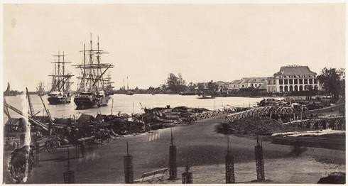Thương cảng Sài Gòn 150 năm trước (năm 1866) - hai năm sau khi được xây dựng. Ảnh: Emile Gsell