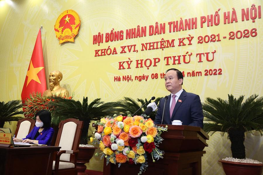 Chủ tịch HĐND TP Hà Nội Nguyễn Ngọc Tuấn phát biểu khai mạc Kỳ họp
