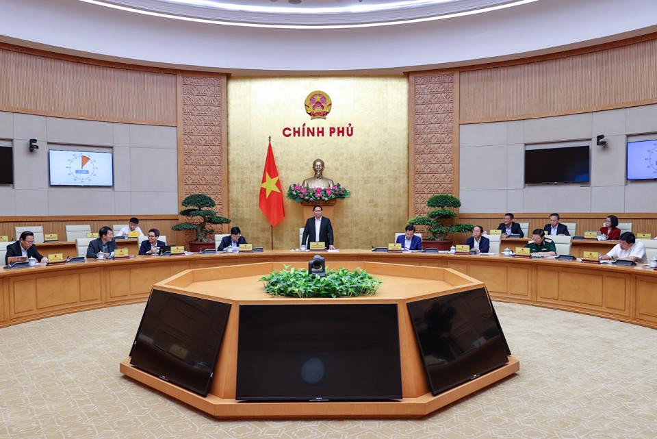 Thủ tướng Phạm Minh Chính chủ trì phiên họp Chính phủ chuyên đề về công tác quy hoạch. Ảnh: VGP/Nhật Bắc