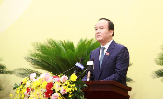 Chủ tịch HĐND TP Hà Nội Nguyễn Ngọc Tuấn phát biểu khai mạc