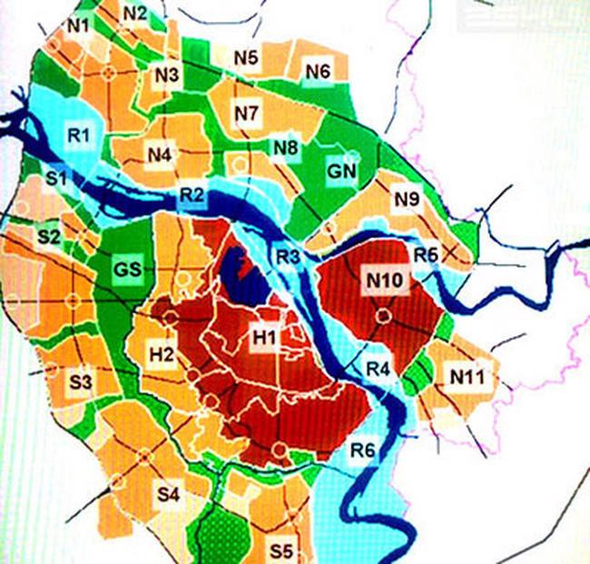 Sơ đồ các quy hoạch phân khu đô thị trên địa bàn Hà Nội. 