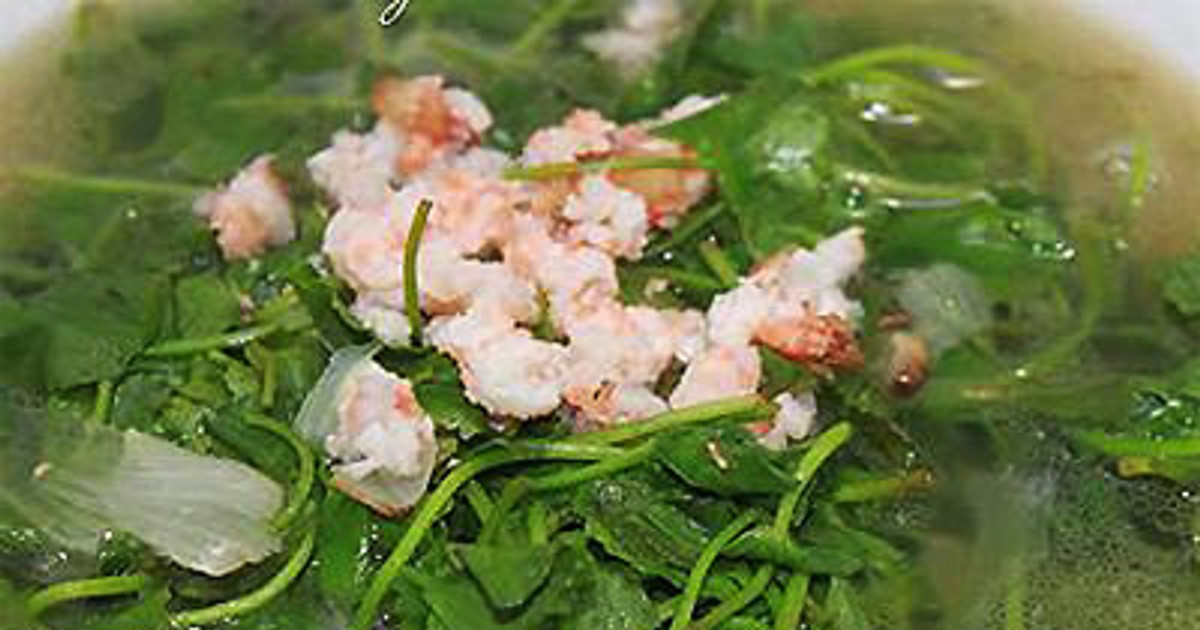Canh rau má nấu tôm tươi