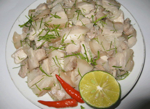 Thịt ba chỉ trộn chua 