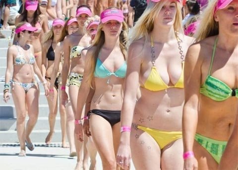 Hình ảnh đoà n diễu hà nh bikini lập kỷ lục thế giới