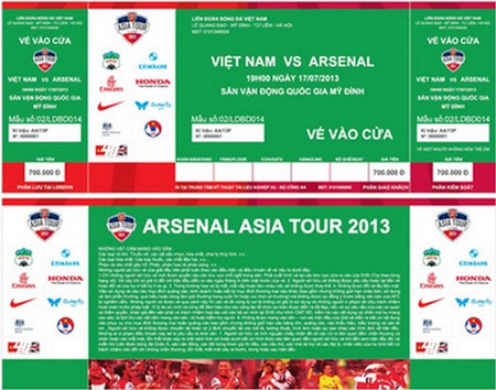 Hôm nay, vé trận tuyển Việt Nam-Arsenal được bán qua đường công văn