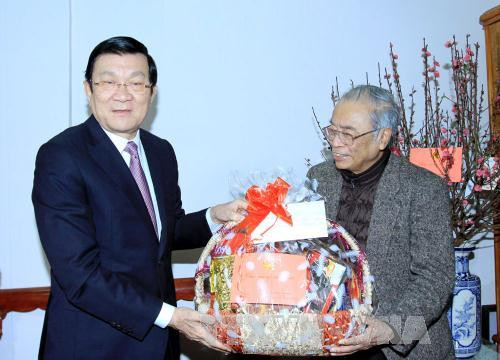 Chủ tịch nước Trương Tấn Sang thăm, chúc Tết nhân sĩ trí thức