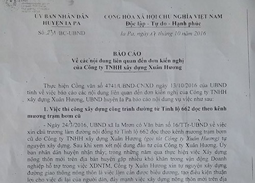 UBND huyện Ia Pa: Đình chỉ công trình doanh nghiệp tự nguyện đóng góp vì... lợi ích của doanh nghiệp khác?