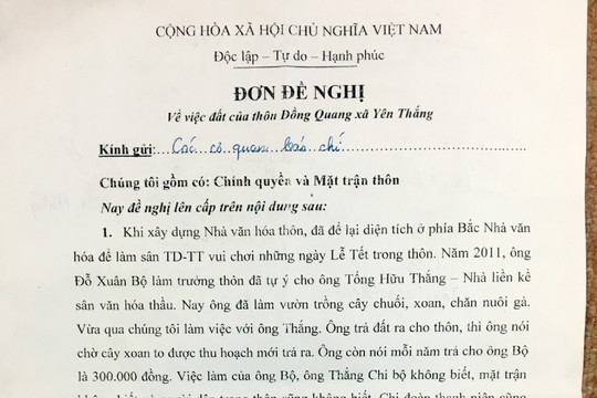 Yên Thắng “ à Yên “ Nam Định: Nguyên trưởng thôn tự ý đứng ra tổ chức đấu thầu đất công