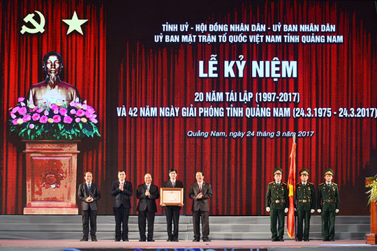 Thủ tướng Nguyễn Xuân Phúc dự Lễ kỷ niệm 20 tái lập tỉnh Quảng Nam
