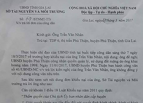 UBND tỉnh Gia Lai chỉ đạo Chủ tịch UBND huyện Phú Thiện giải quyết vụ việc