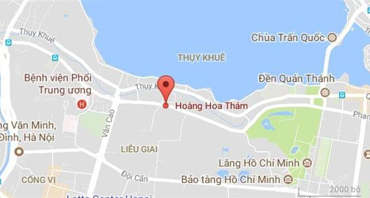 Phố Hoàng Hoa Thám, thuộc quận Ba Đình và quận Tây Hồ, Hà Nội.