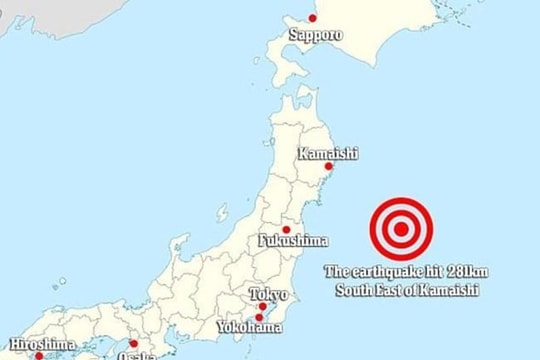 Động đất mạnh ngoài khơi Nhật Bản, gần nhà máy điện hạt nhân Fukushima