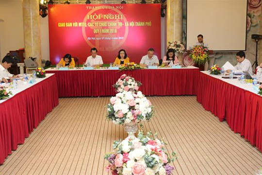 Thành ủy Hà Nội giao ban với MTTQ và các đoàn thể chính trị-xã hội về kết quả quý I năm 2018