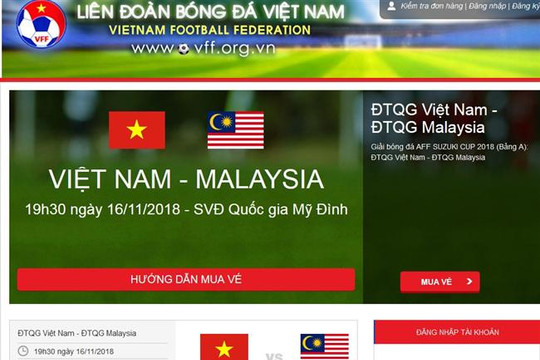 "Cháy vé" online trận Việt Nam gặp Malaysia, người hâm mộ chỉ có thể mua trực tiếp