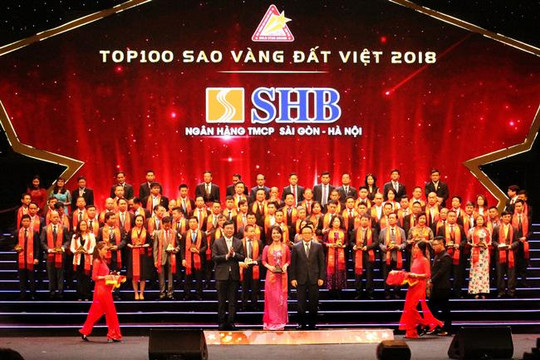 SHB được vinh danh top 100 giải thưởng sao vàng đất Việt top 10 sản phẩm chất lượng cao năm 2018.