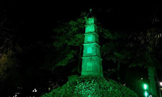 Tháp Bút tại hồ Hoàn Kiếm sẽ được “nhuộm xanh” cuối tuần này