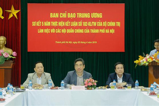 Ban Chỉ đạo Trung ương sơ kết 5 năm thực hiện kết luận số 102 của Bộ Chính trị làm việc với các hội quần chúng của Hà Nội