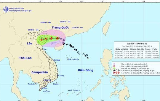 Chiều 2/8, bão số 3 giật cấp 12 đi vào vùng biển Quảng Ninh-Hải Phòng