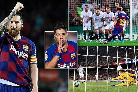 Messi ghi siêu phẩm, Barca vùi dập Sevilla rồi ăn 2 thẻ đỏ