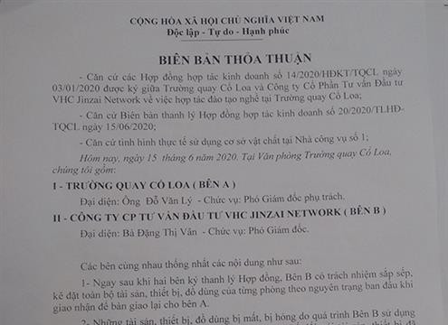 Trường quay Cổ Loa đã thanh lý hợp đồng với Công ty VHC