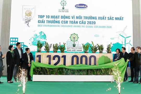 Vinamilk hoàn thành mục tiêu trồng hơn 1,1 triệu cây xanh cho Việt Nam trong năm 2020