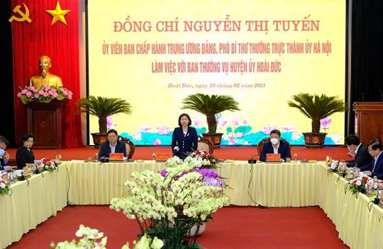 Phó Bí thư Thường trực Thành ủy Nguyễn Thị Tuyến: Tập trung phát triển huyện Hoài Đức thành quận