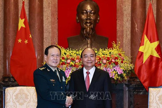 Chủ tịch nước Nguyễn Xuân Phúc tiếp Bộ trưởng Bộ Quốc phòng Trung Quốc
