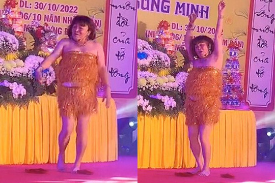 Nghệ sĩ Xuân Hinh bị chỉ trích vì biểu diễn với trang phục phản cảm ở chùa