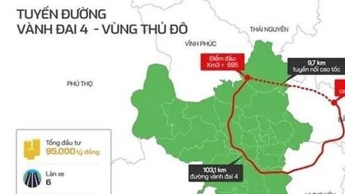 Đường Vành đai 4 - Vùng Thủ đô Hà Nội sẽ được khởi công  vào tháng 6/2023